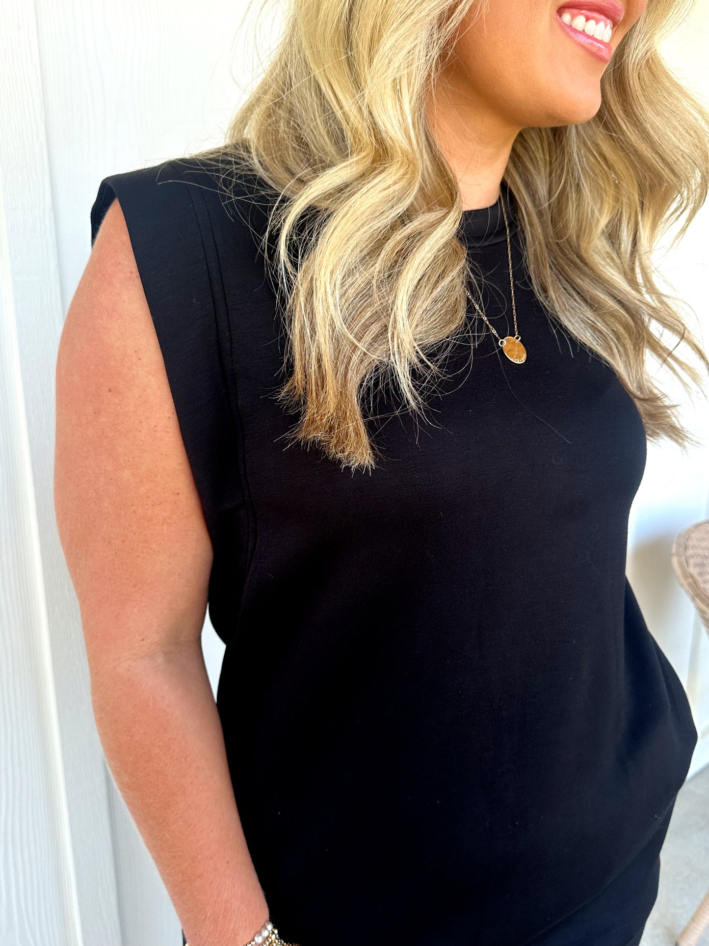 Black Sleeveless Jersey Dress