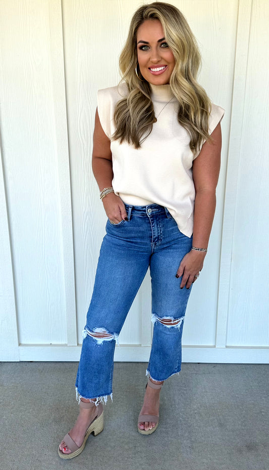 Cream High Low Top