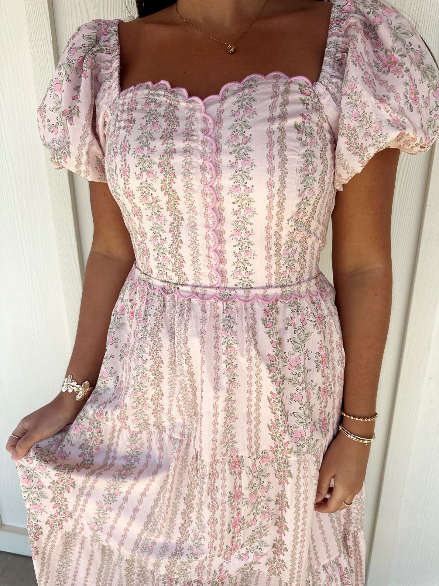 Pink Floral Print Midi