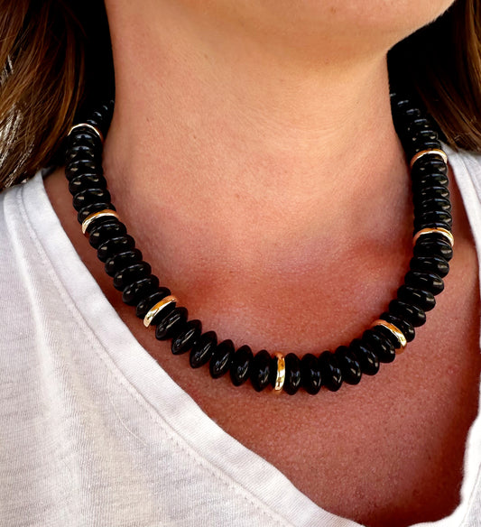 Black/Gold Beaded Necklace