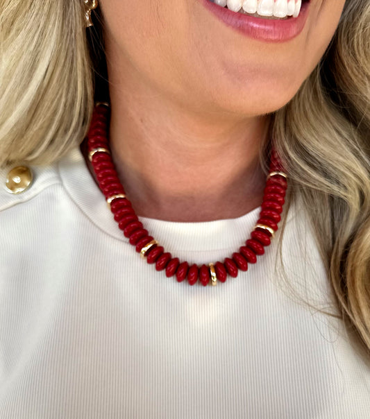 Red/Gold Beaded Necklace