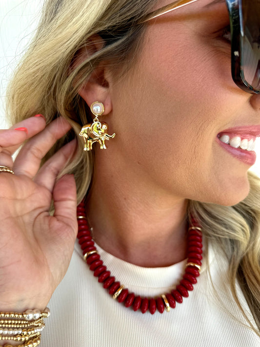 Elephant and Pearl Earrings