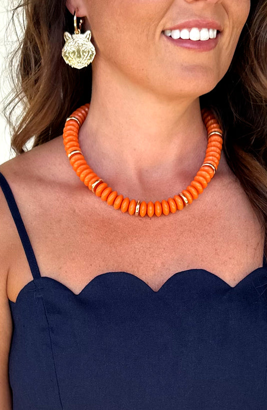 Orange/Gold Beaded Necklace