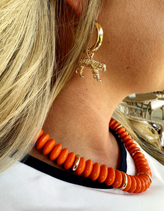 Tiger Charm Hoops