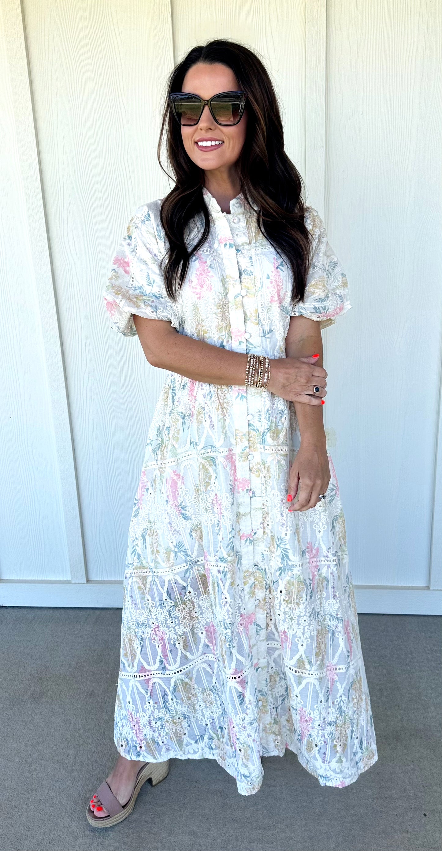 Multi Eyelet Maxi Dress