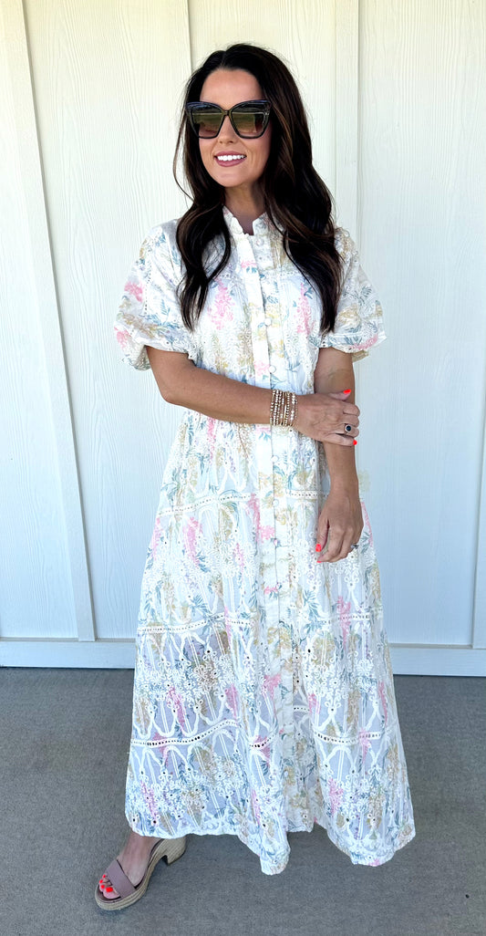 Multi Eyelet Maxi Dress