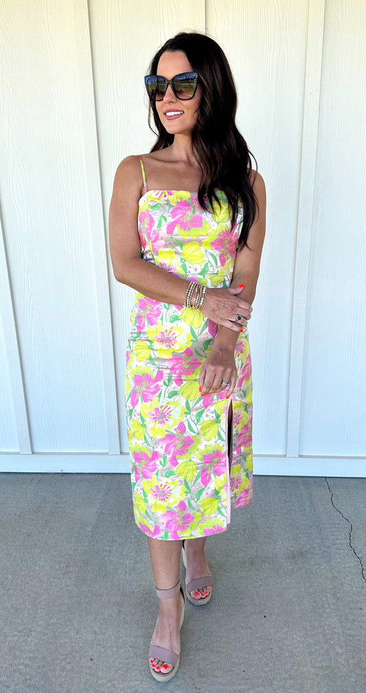 Neon Floral Straight Dress