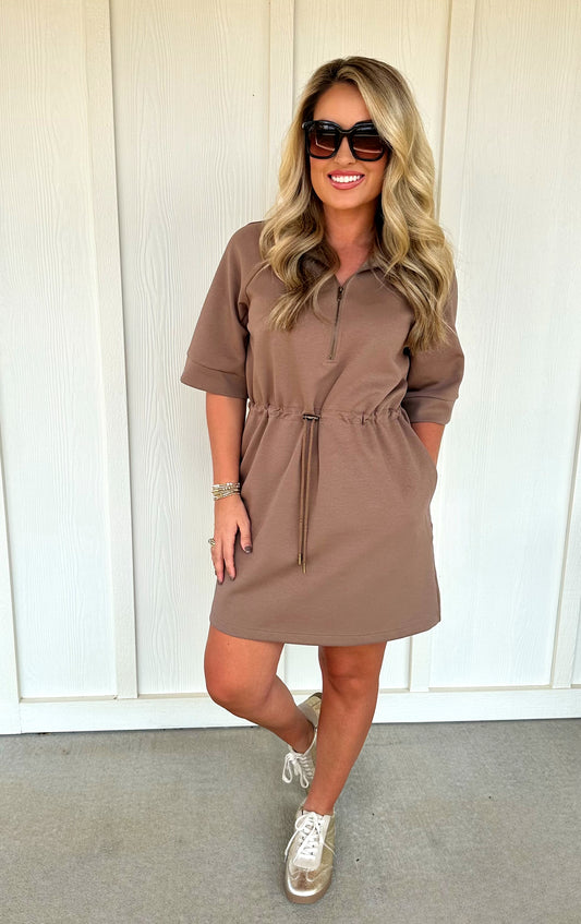 Mocha Drawstring Dress