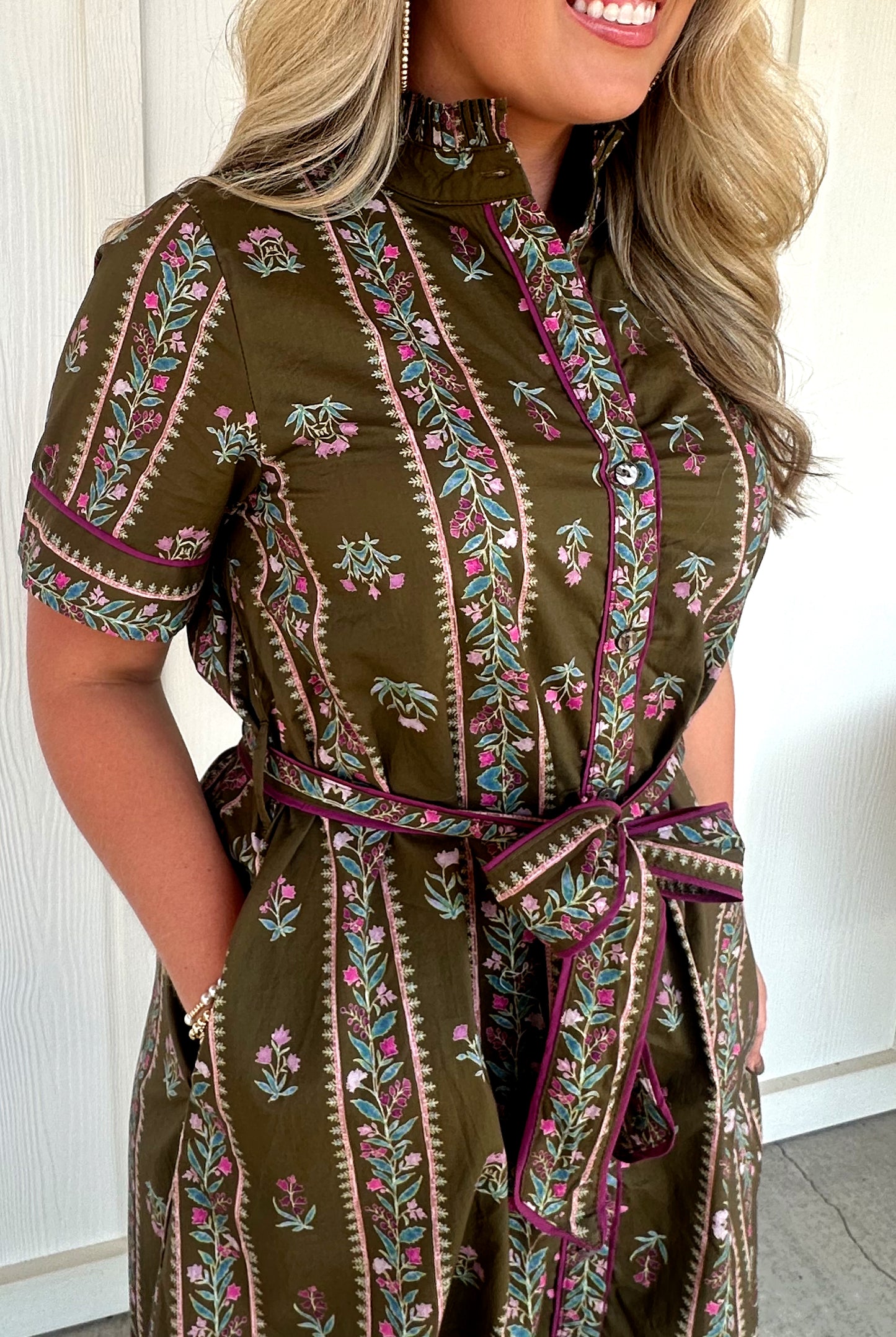 Brown Mixed Floral Midi