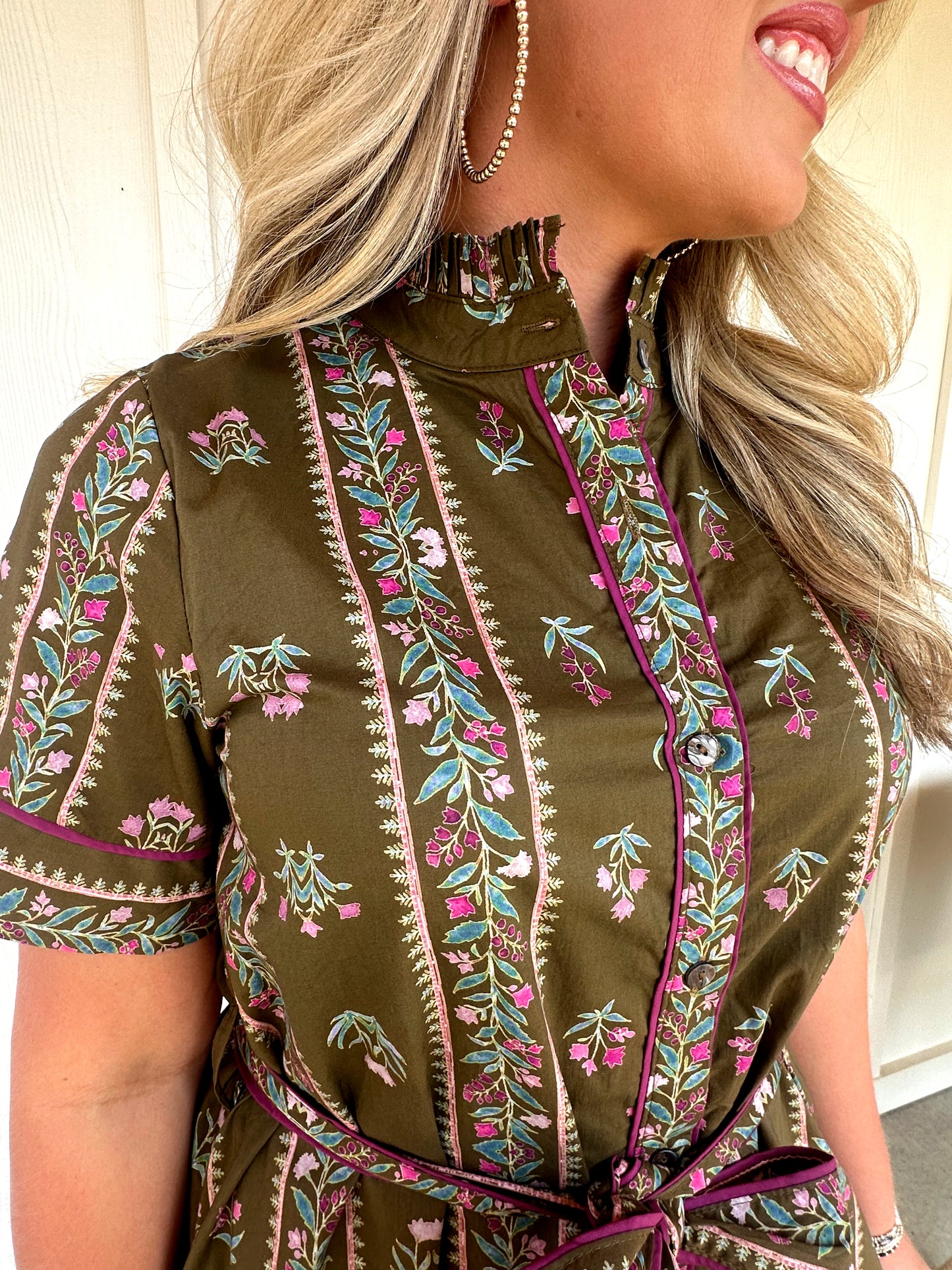 Brown Mixed Floral Midi