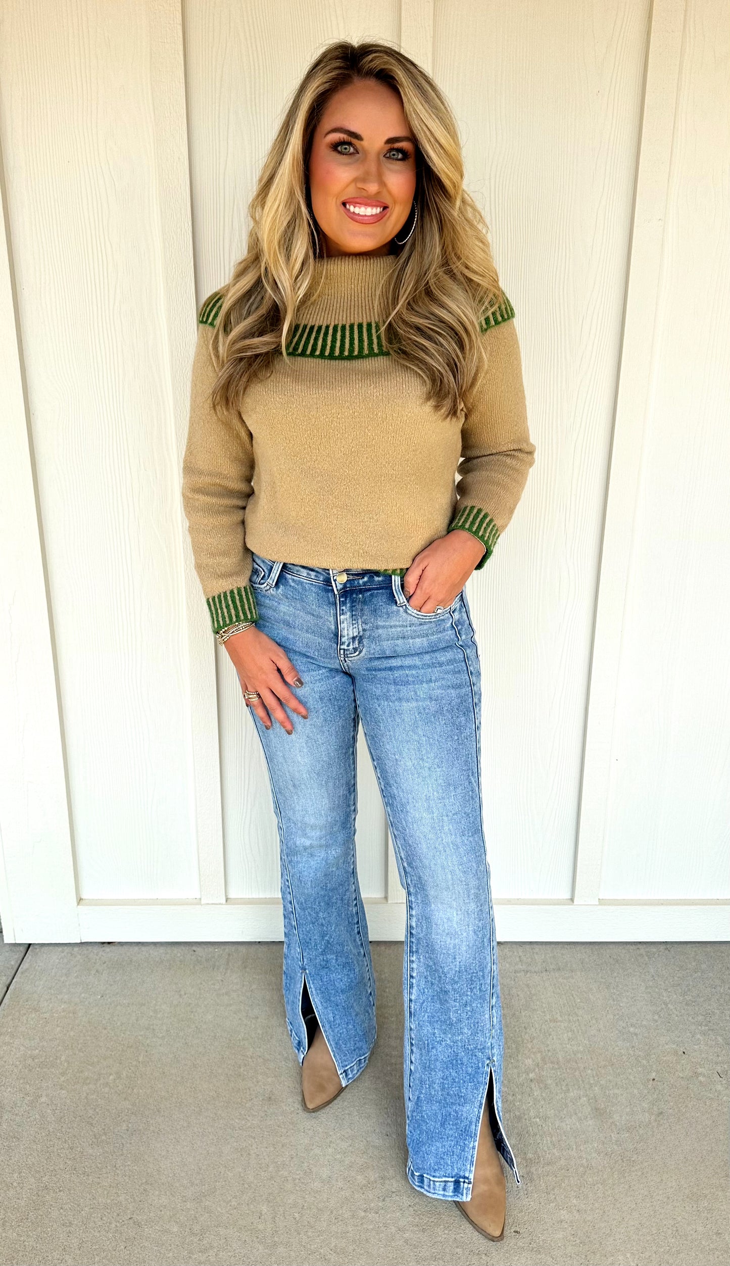 Green Trim Sweater