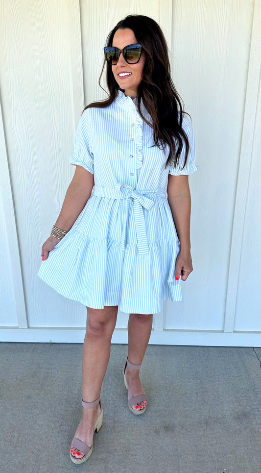 Light Sage/ Pink Ruffled Neck Mini