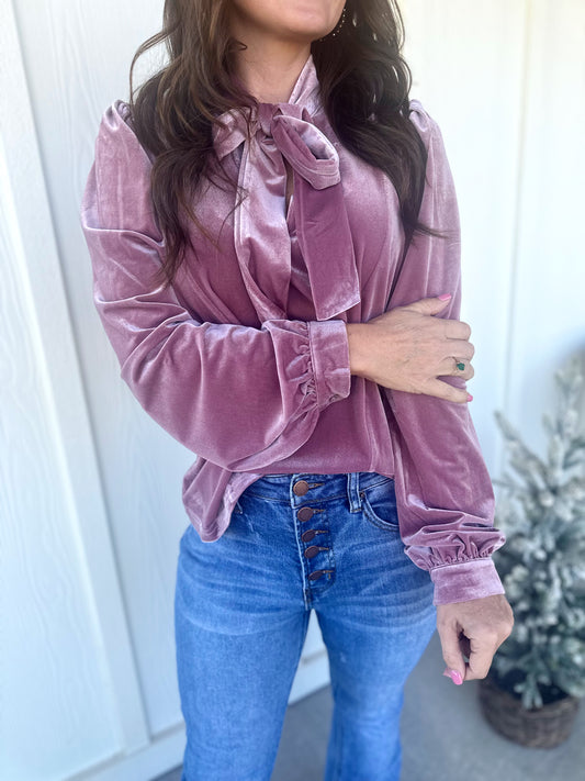 Velvet Bow Tie Top (2 Colors)