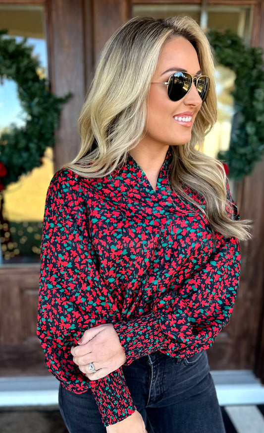 Ditsy Floral Collared Blouse